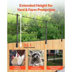 VEVOR Fence Post Extender, 12 Packs 32.1 in Barbed Wire Arm, Sturdy Steel Fence Height Extender, Flat or Surface