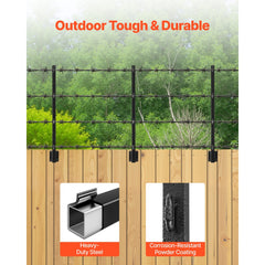 VEVOR Fence Post Extender, 12 Packs 32.1 in Barbed Wire Arm, Sturdy Steel Fence Height Extender, Flat or Surface