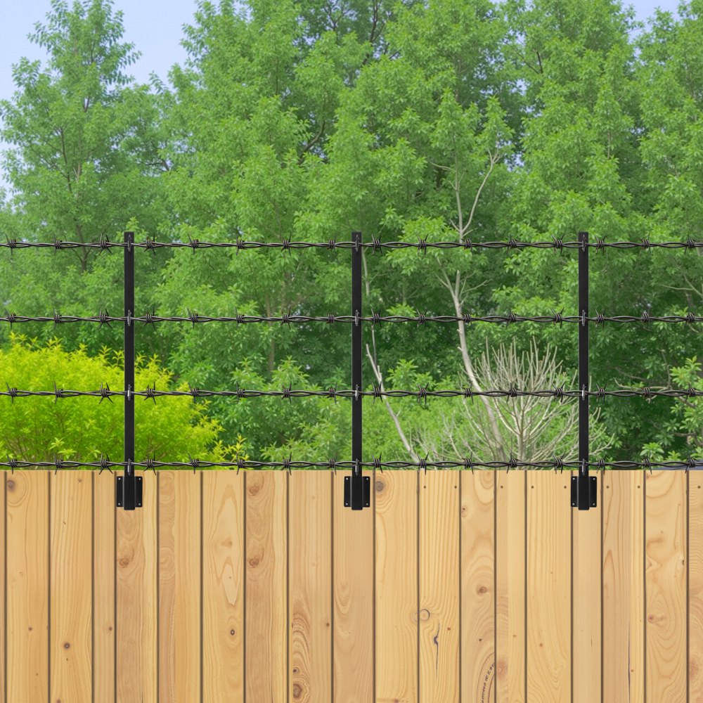 VEVOR Fence Post Extender, 12 Packs 32.1 in Barbed Wire Arm, Sturdy Steel Fence Height Extender, Flat or Surface