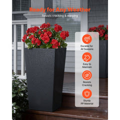 VEVOR Tall Planters Set of 2, 30 Inch Large Outdoor Taper Planters for Outdoor Indoor Plants, Front Porch Plastic