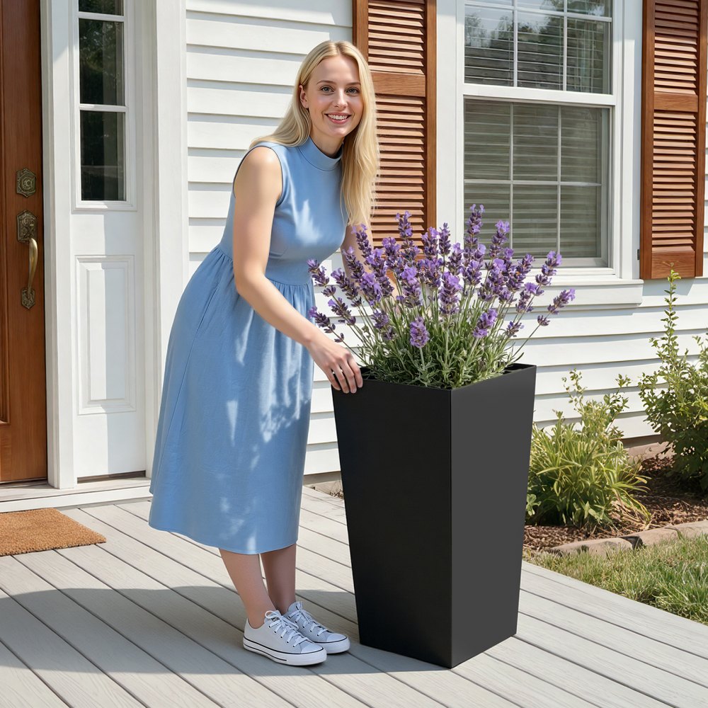 VEVOR Tall Planters Set of 2, 30 Inch Large Outdoor Taper Planters for Outdoor Indoor Plants, Front Porch Plastic