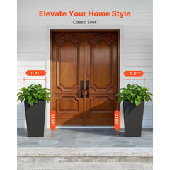 VEVOR Tall Planters Set of 2, 22 Inch Large Outdoor Taper Planters for Outdoor Indoor Plants, Front Porch Plastic