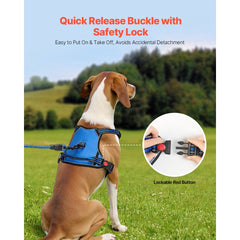 VEVOR Dog Harness for Large Dogs, No Pull Adjustable Dog Vest Pet Harness, with 5ft Leash, Handle, Metal Rings