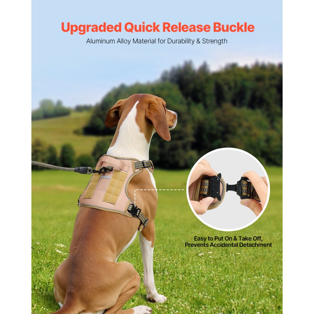 VEVOR Dog Harness for Large Dogs, No Pull Tactical Dog Harness Adjustable Pet Vest, with Handle, Metal Rings, Buckles