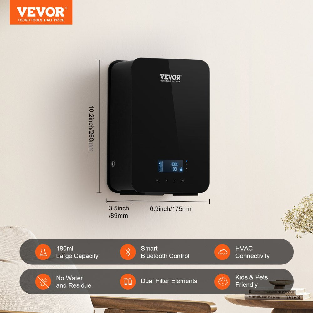 VEVOR Scent Air Machine, 180ml Bluetooth Smart Essential Oil Diffuser, 2000sq.ft Waterless HVAC Scent Diffuser with