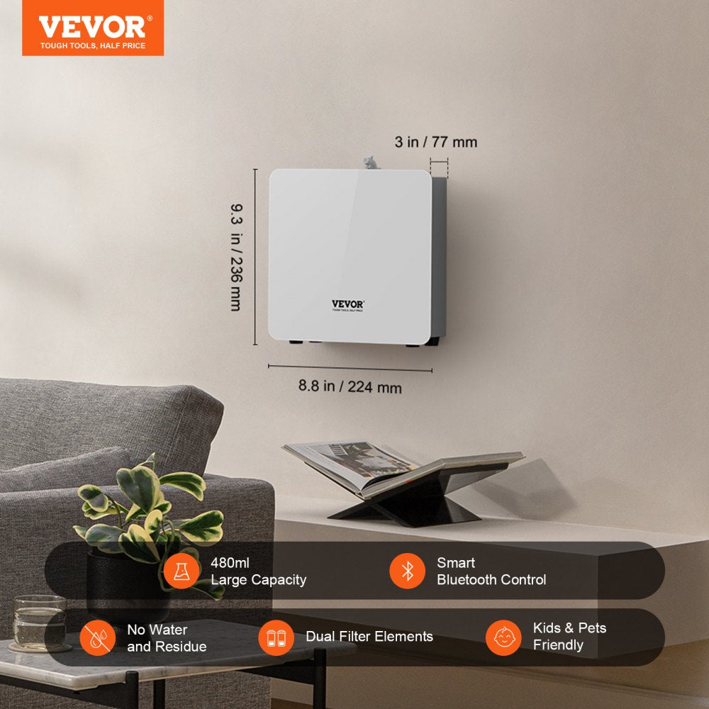 VEVOR Scent Air Machine, 480ml Bluetooth Smart Essential Oil Diffuser, 2500sq.ft Waterless Scent Diffuser with Cold Air