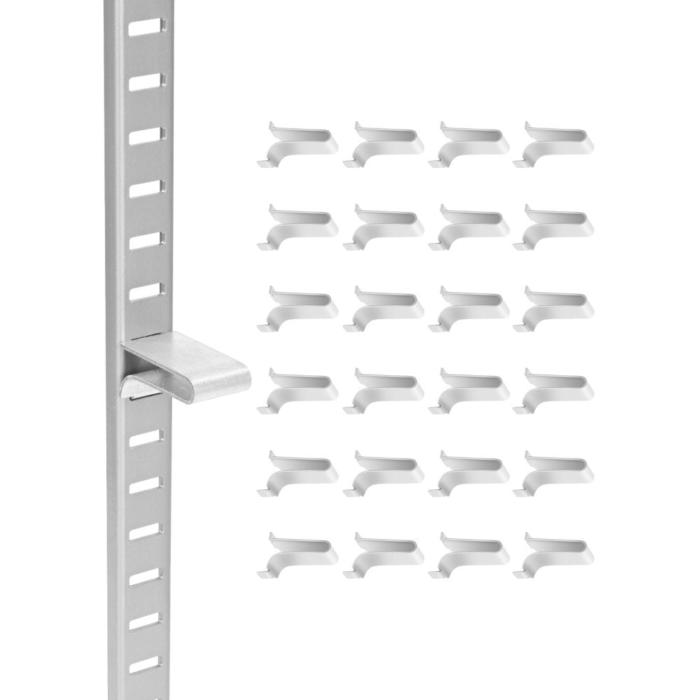 VEVOR Shelf Clips, 40 Pack, Adjustable Steel Pilaster Shelf Clips Support for Metal, Wood, Glass Shelves, Compatible