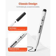 VEVOR Black Dry Erase Markers, 36 Pack Low-Odor Whiteboard Markers, Fine Point Whiteboard Markers, Easily Clean Dry