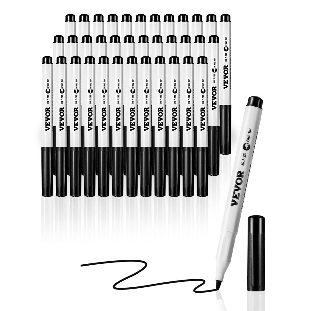 VEVOR Black Dry Erase Markers, 36 Pack Low-Odor Whiteboard Markers, Fine Point Whiteboard Markers, Easily Clean Dry