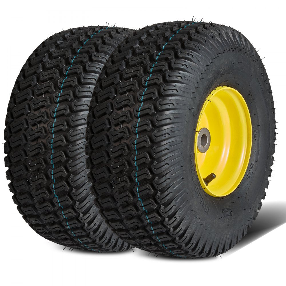 VEVOR Lawn Mower Tires with Rim, 15x6-6" Tubeless Tractor Tires, 2-Pack Tire and Wheel Assembly, S-Turf Pneumatic