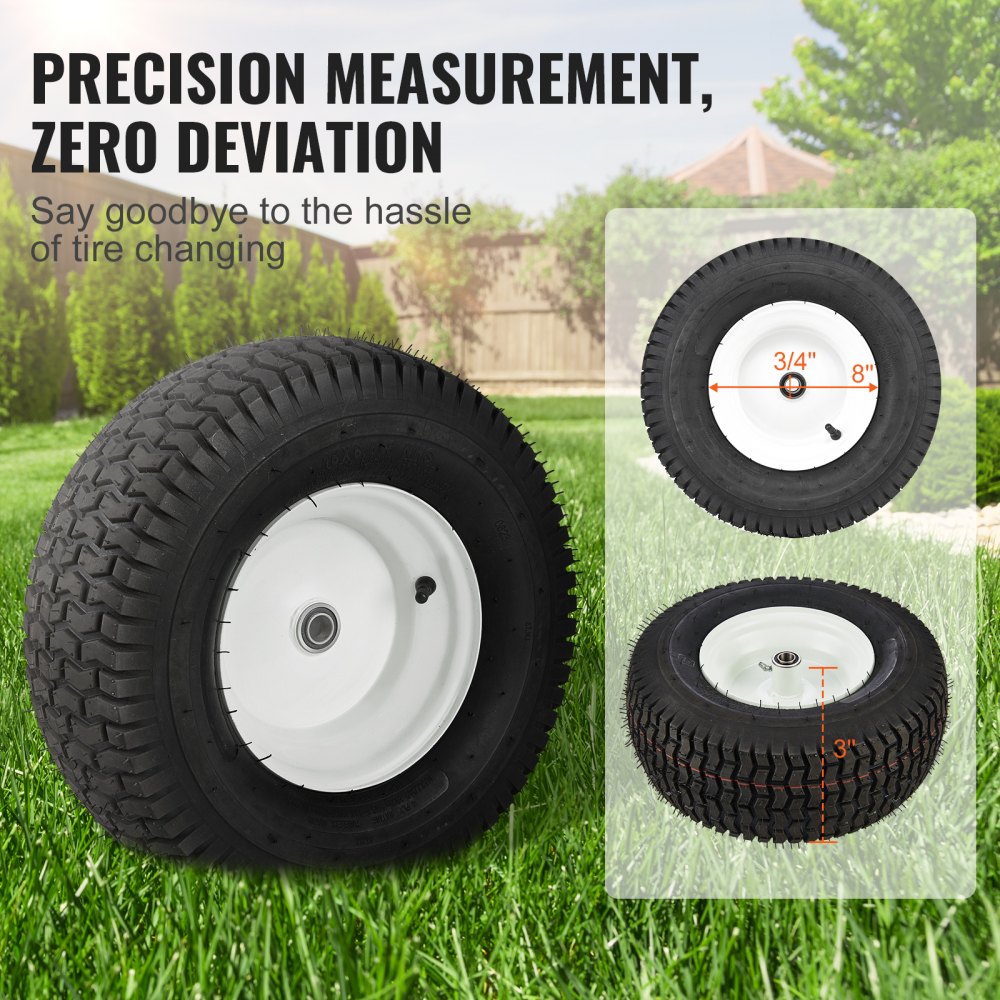 VEVOR Lawn Mower Tires with Rim, 16x6.5-8" Tubeless Tractor Tires, 2-Pack Tire and Wheel Assembly, Turf Pneumatic