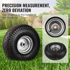 VEVOR Lawn Mower Tires, 15x6-6" Lawn Tractor Tires, 2-Pack Tire and Wheel Assemblies, Turf Pneumatic Tires with 3"
