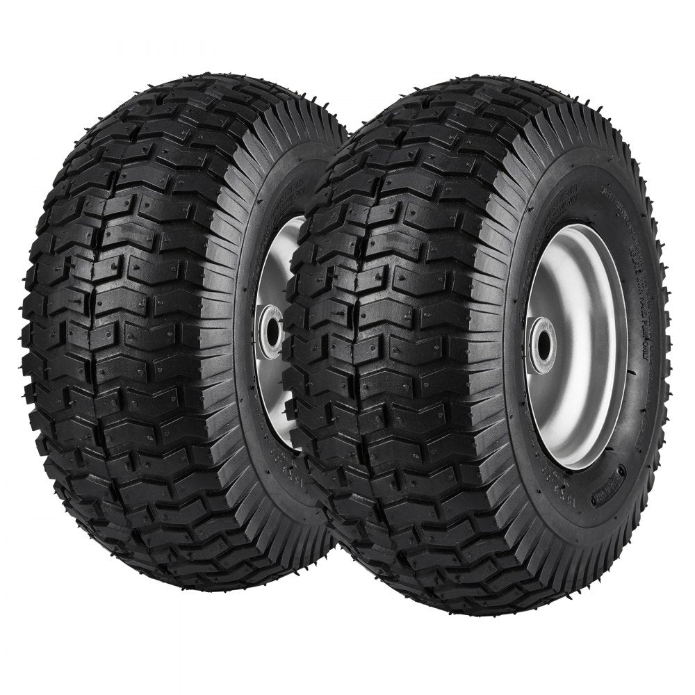 VEVOR Lawn Mower Tires, 15x6-6" Lawn Tractor Tires, 2-Pack Tire and Wheel Assemblies, Turf Pneumatic Tires with 3"