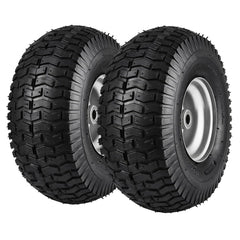 VEVOR Lawn Mower Tires, 15x6-6" Lawn Tractor Tires, 2-Pack Tire and Wheel Assemblies, Turf Pneumatic Tires with 3"