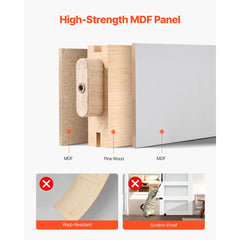 VEVOR Sliding Barn Door, 42 x 84 inch, High-Strength MDF Panel and Glass, Barn Door with Hardware Kit, Water-Proof PVC