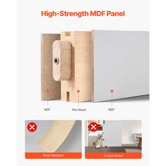 VEVOR Sliding Barn Door, 30 x 84 inch, High-Strength MDF Panel, Barn Door with Hardware Kit, Water-Proof PVC Surface