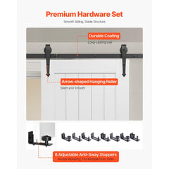 VEVOR Sliding Barn Door, 30 x 84 inch, High-Strength MDF Panel, Barn Door with Hardware Kit, Water-Proof PVC Surface