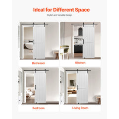 VEVOR Sliding Barn Door, 30 x 84 inch, High-Strength MDF Panel, Barn Door with Hardware Kit, Water-Proof PVC Surface