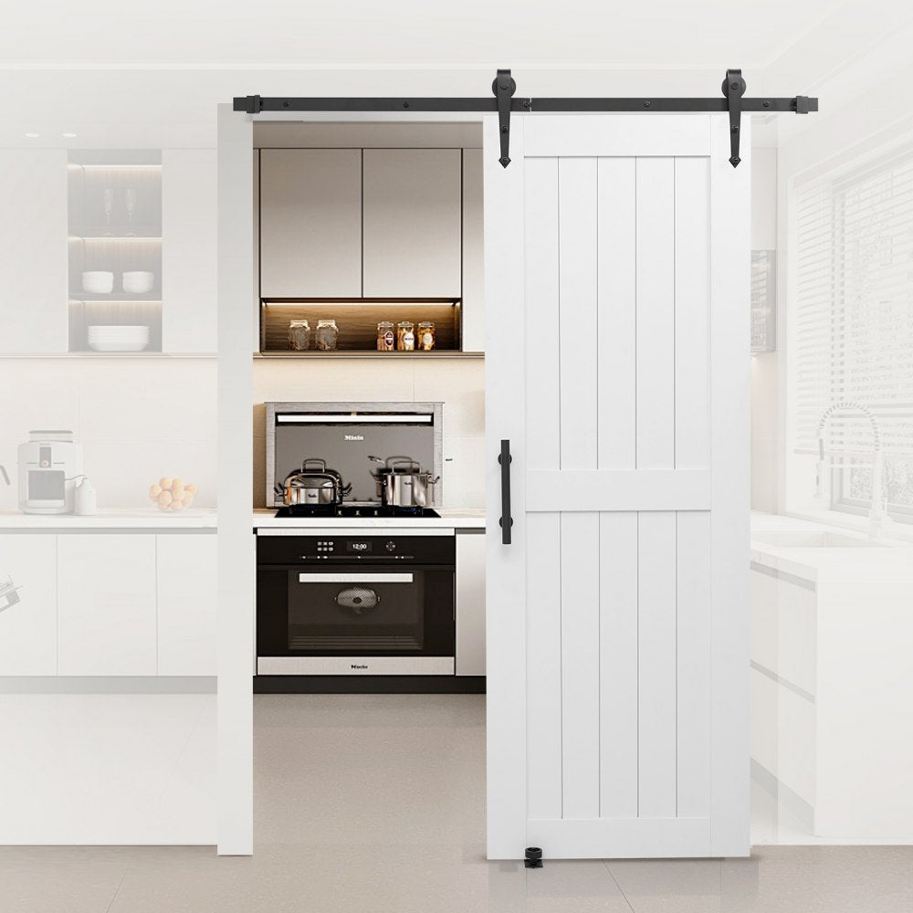 VEVOR Sliding Barn Door, 30 x 84 inch, High-Strength MDF Panel, Barn Door with Hardware Kit, Water-Proof PVC Surface