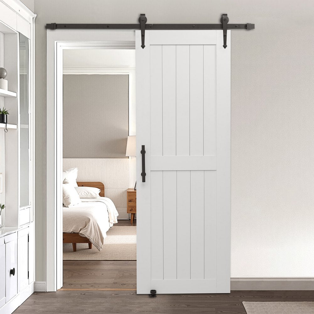 VEVOR Sliding Barn Door, 30 x 84 inch, High-Strength MDF Panel, Barn Door with Hardware Kit, Water-Proof PVC Surface