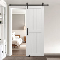 VEVOR Sliding Barn Door, 30 x 84 inch, High-Strength MDF Panel, Barn Door with Hardware Kit, Water-Proof PVC Surface
