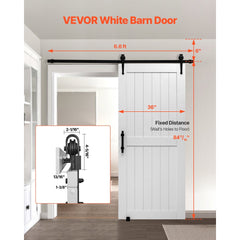 VEVOR Sliding Barn Door, 36 x 84 inch, High-Strength MDF Panel, Barn Door with Hardware Kit, Water-Proof PVC Surface