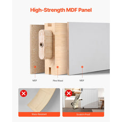 VEVOR Sliding Barn Door, 36 x 84 inch, High-Strength MDF Panel, Barn Door with Hardware Kit, Water-Proof PVC Surface