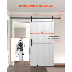 VEVOR Sliding Barn Door, 42 x 84 inch, High-Strength MDF Panel, Barn Door with Hardware Kit, Water-Proof PVC Surface