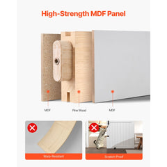 VEVOR Sliding Barn Door, 42 x 84 inch, High-Strength MDF Panel, Barn Door with Hardware Kit, Water-Proof PVC Surface