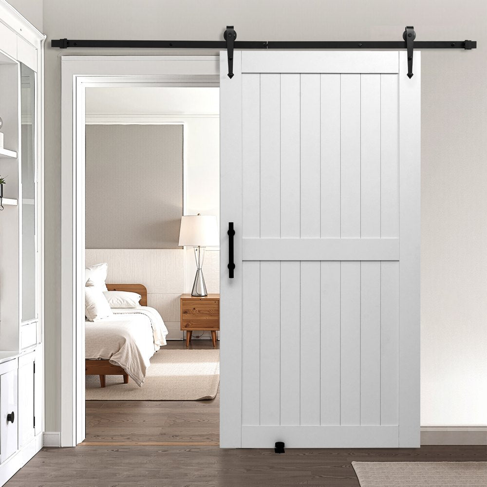 VEVOR Sliding Barn Door, 42 x 84 inch, High-Strength MDF Panel, Barn Door with Hardware Kit, Water-Proof PVC Surface