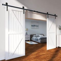 VEVOR 8FT Sliding Barn Door Hardware Kit, 330LBS Heavy Duty Barn Door Track Kit for Double Doors, Fit 3.7-4.3FT Total