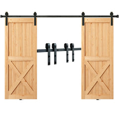 VEVOR 8FT Sliding Barn Door Hardware Kit, 330LBS Heavy Duty Barn Door Track Kit for Double Doors, Fit 3.7-4.3FT Total