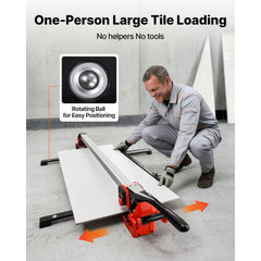 VEVOR 47.2-Inch Manual Tile Cutter, Upgraded Rail and Sliding Head, Precision Alignment Guide, Tungsten Carbide Cutting