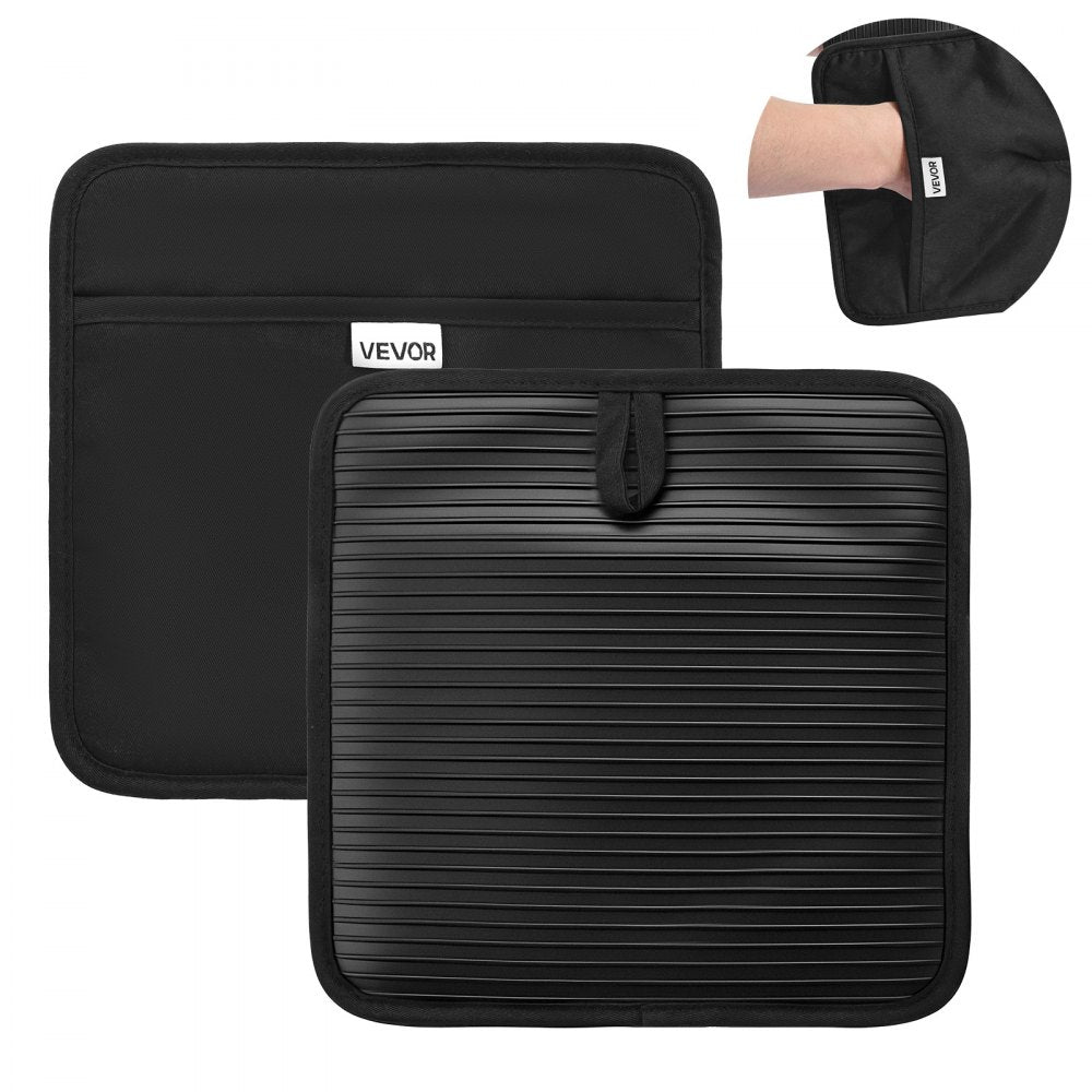 VEVOR Pot Holders, Heat Resistant to 500°F with Ribbed Soft Anti-Slip Silicone Strips, 100% Cotton 9.06 x 8.98 inch Hot