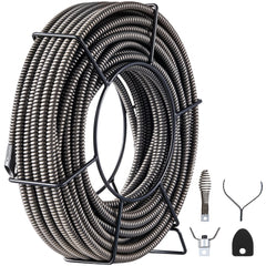 VEVOR Drain Cleaning Cable 100 Feet x 1/2 Inch Solid Core Cable Sewer Cable Drain Auger Cable Cleaner Snake Clog Pipe
