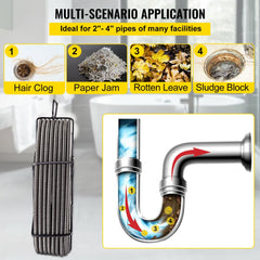 VEVOR Drain Cleaning Cable 50 Feet x 1/2 Inch Solid Core Cable Sewer Cable Drain Auger Cable Cleaner Snake Clog Pipe
