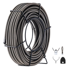 VEVOR Drain Cleaning Cable 75 Feet x 1/2 Inch Solid Core Cable Sewer Cable Drain Auger Cable Cleaner Snake Clog Pipe