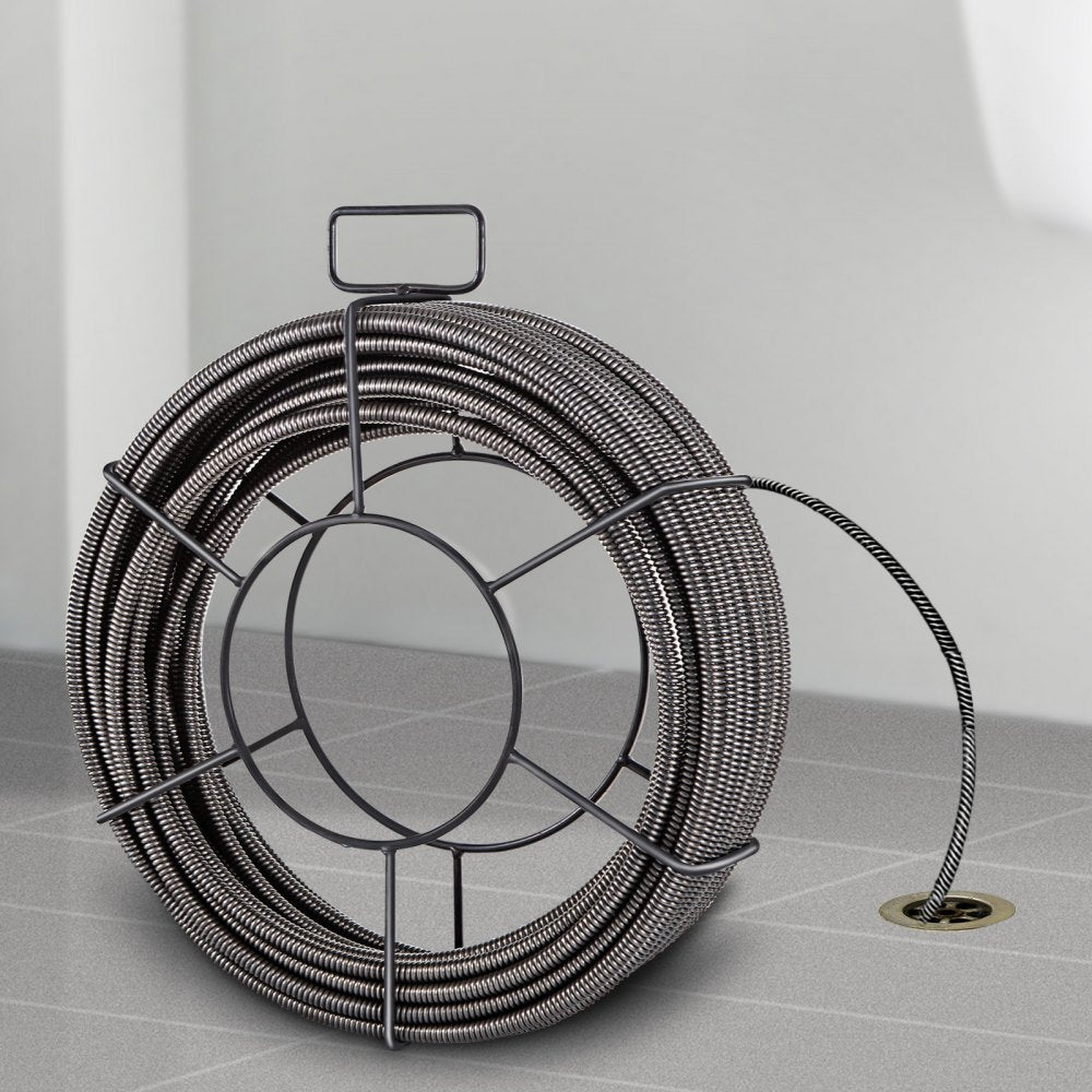 VEVOR Drain Cleaning Cable 75 Feet x 3/8 Inch Solid Core Cable Sewer Cable Drain Auger Cable Cleaner Snake Clog Pipe