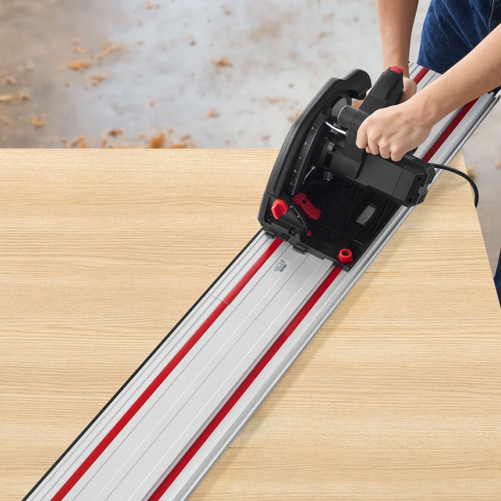 VEVOR Track Saw Guide Rail, 55-Inch Cutting Range, Kit Includes 2 x 27.5 in Aluminum Extruded Guide Rails and 1