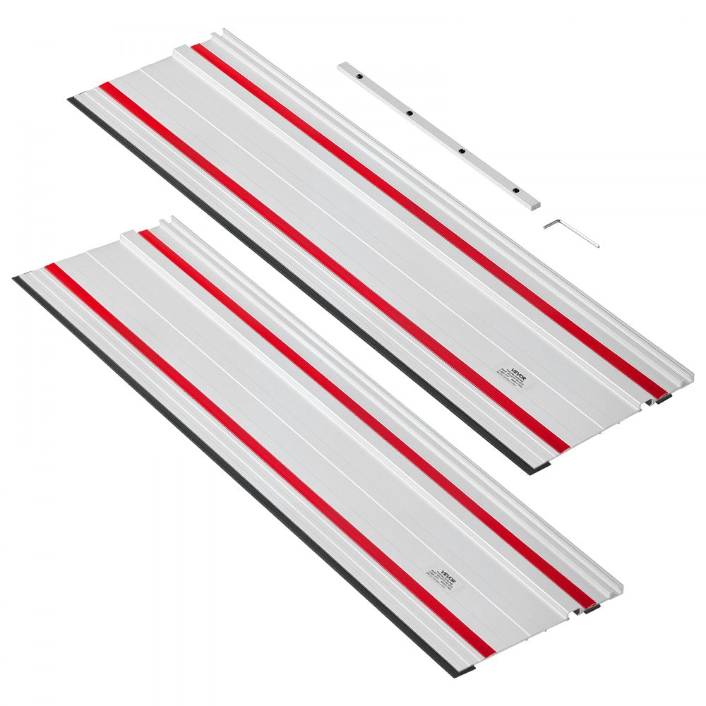 VEVOR Track Saw Guide Rail, 55-Inch Cutting Range, Kit Includes 2 x 27.5 in Aluminum Extruded Guide Rails and 1