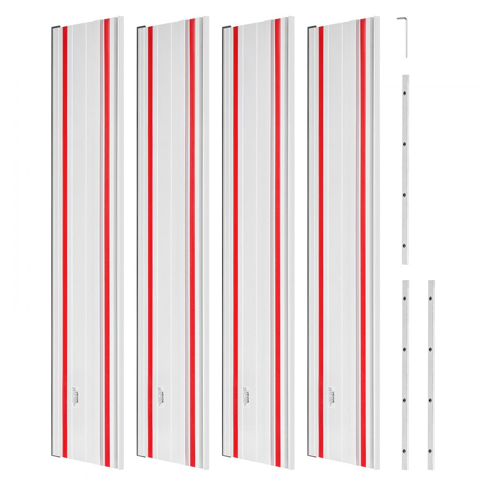 VEVOR Track Saw Guide Rail, 110-Inch Cutting Range, Kit Includes 4 x 27.5 in Aluminum Extruded Guide Rails and 3