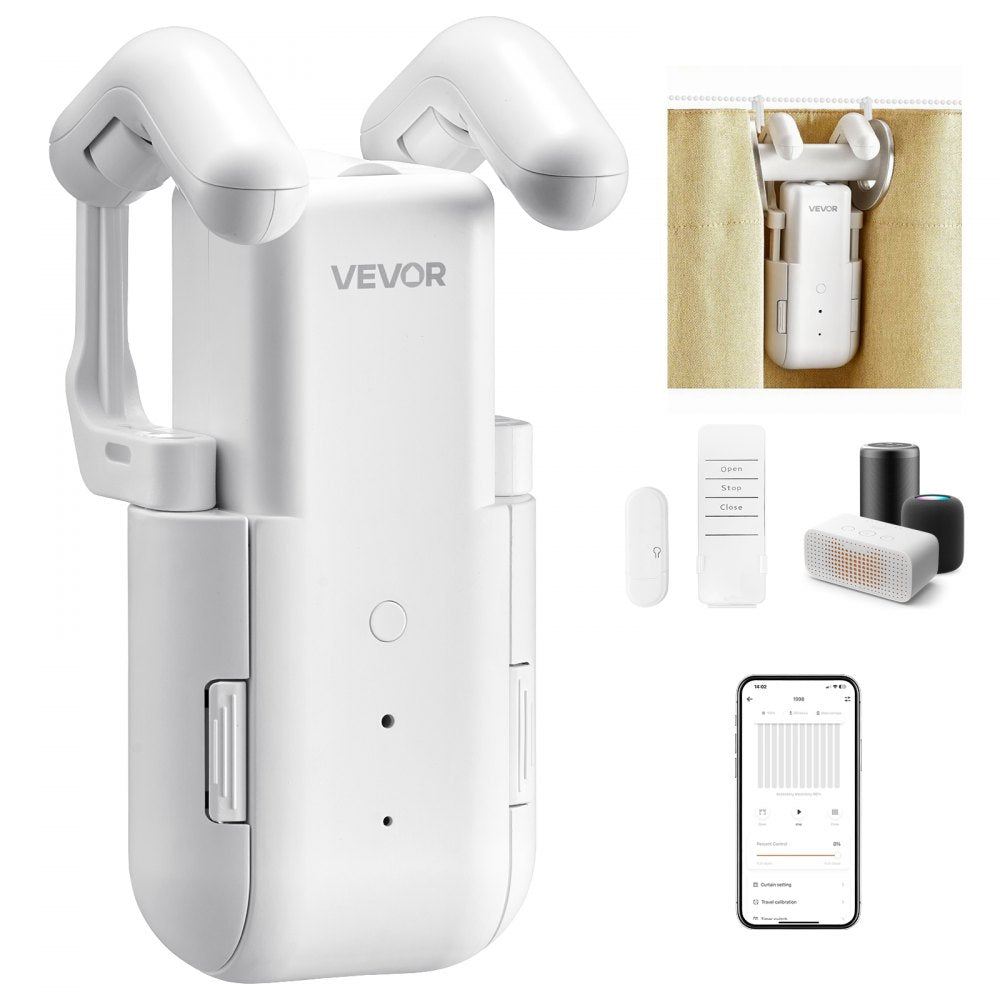 VEVOR Automatic Curtain Opener, APP and Remote Control, Hub Included, Electric Smart Curtain Opener Compatible with