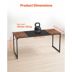 VEVOR Computer Desk, 63 Inch Office Gaming Desk for Home Office, Writing Study Work Modern Simple Table with Metal
