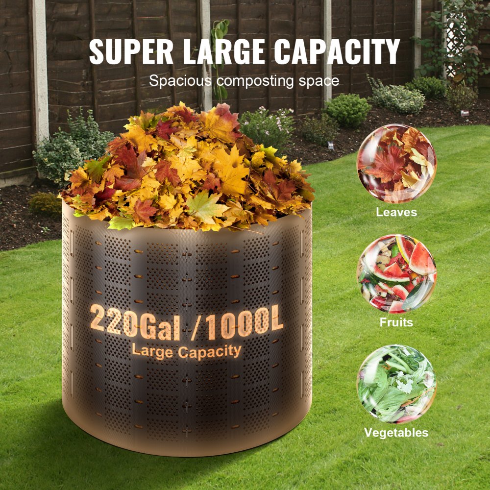 VEVOR Compost Bin 220 Gallon, Outdoor Expandable Composter, Easy to Setup & Large Capacity Composting Bin, Fast
