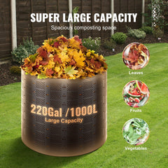 VEVOR Compost Bin 220 Gallon, Outdoor Expandable Composter, Easy to Setup & Large Capacity Composting Bin, Fast