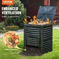 VEVOR Garden Compost Bin 80 Gal, BPA Free Composter, Large Capacity Outdoor Composting Bin with Top Lid and Bottom