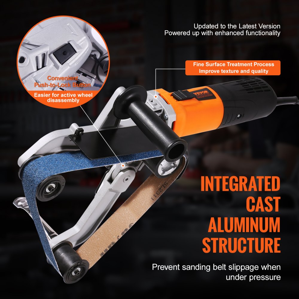 VEVOR Pipe Tube Polisher Sander, 1000W Pipe Belt Sander with 6 Variable Speeds 1100-3200rpm, Professional Belt Sander