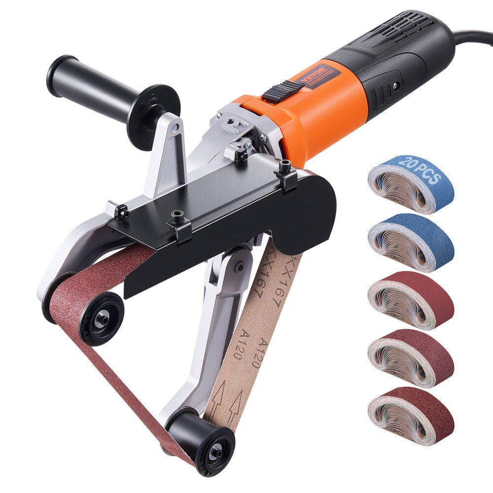 VEVOR Pipe Tube Polisher Sander, 1000W Pipe Belt Sander with 6 Variable Speeds 1100-3200rpm, Professional Belt Sander