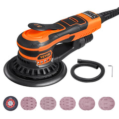 VEVOR Random Orbital Sander 6-Inch, 350W Brushless Orbital Sander, 10,000 PRM 6 Variable Speed Electric Palm Sander