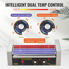 VEVOR Hot Dog Roller 5 Rollers 12 Hot Dogs Capacity, 750W Stainless Sausage Grill Cooker Machine with Dual Temp Control